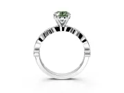 Solitaire Engagement Ring Setting for Fancy Green Oval Center with Milgrain Bezel Accents and Prong Head in Platinum