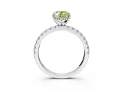 Solitaire Engagement Ring Setting for Fancy Yellow Oval Center with Band of Accents and Prong Head in Sterling Silver