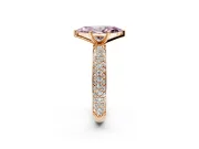 Solitaire Engagement Ring Setting for Fancy Pink Marquise Center with Domed Multi-Row Pave Band and Prong Head in Rose Gold