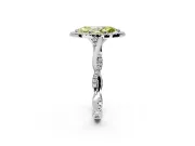 Halo Engagement Ring Setting for Fancy Yellow Marquise Center with Twist Band and Prong Head in Sterling Silver