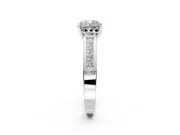 Solitaire Engagement Ring Setting for Cushion Cut Center with Princess Cut Channel Band and Prong Head in Platinum