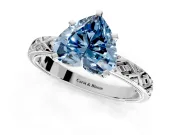 Solitaire Engagement Ring Setting for Fancy Blue Heart-Shaped Center with Milgrain X Pattern Band and Prong Head in Sterling Silver
