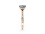 Solitaire Engagement Ring Setting for Fancy Blue Princess Cut Center with Fine Pave Band and Prong Head in Rose Gold
