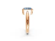 Halo Engagement Ring Setting for Fancy Blue Radiant Cut Center with Tapered Plain Band and Prong Head in Rose Gold