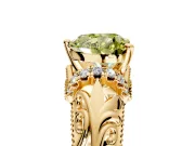 Solitaire Engagement Ring Setting for Fancy Yellow Heart-Shaped Center with Filigree Accent Basket and Prong Head in Yellow Gold