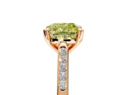 Solitaire Engagement Ring Setting for Fancy Yellow Cushion Cut Center with Channel Accents and Prong Head in Rose Gold