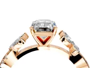 Floral Engagement Ring Setting for Emerald Cut Center with Trailing Marquise Accents and Prong Head in Rose Gold