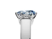Solitaire Engagement Ring Setting for Fancy Blue Pear-Shaped Center with Wide Band, Pave Collar and Prong Head in Platinum