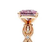 Solitaire Engagement Ring Setting for Fancy Pink Radiant Cut Center with Marquise Panel Band and Prong Head in Rose Gold