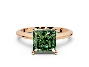 Solitaire Engagement Ring Setting for Fancy Green Princess Cut Center with Knife Ridge Band and Claw Prong Head in Rose Gold