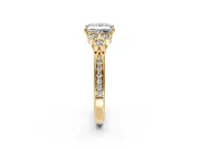 Cluster Engagement Ring Setting for Princess Cut Center with Bezel Accent Clusters and Prong Head in Yellow Gold
