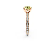 Solitaire Engagement Ring Setting for Fancy Yellow Round Cut Center with Shared-Prong Accents and Prong Head in Rose Gold