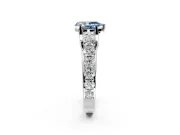 Solitaire Engagement Ring Setting for Fancy Blue Pear-Shaped Center with Graduated Shared Prongs and Prong Head in White Gold