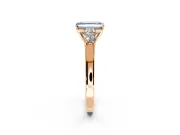 5 Stone Engagement Ring Setting for Fancy Blue Emerald Cut Center with Equal Close-Set Accents and Prong Head in Rose Gold