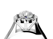 Halo Engagement Ring Setting for Pear-Shaped Center with Square Band and Prong Head in Sterling Silver