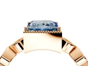 Vintage Station Engagement Ring Setting for Fancy Blue Princess Cut Center with Accents and Prong Head in Rose Gold