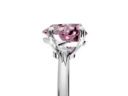 Minimalist Solitaire Engagement Ring Setting for Fancy Pink Heart-Shaped Center with Thin Band and Prong Head in White Gold