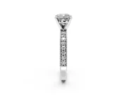 Milgrain Pave Engagement Ring Setting for Cushion Cut Center with Accent Band and Prong Head in Sterling Silver