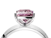 Solitaire Engagement Ring Setting for Fancy Pink Princess Cut Center with Wide Knife Ridge Band and Prong Head in Platinum