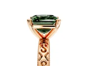 Solitaire Engagement Ring Setting for Fancy Green Asscher Cut Center with Scrollwork Band and Prong Head in Rose Gold