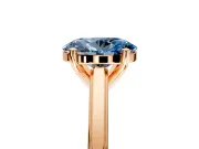 Solitaire Engagement Ring Setting for Fancy Blue Oval Center with Flat-Sided Plain Band and Prong Head in Rose Gold