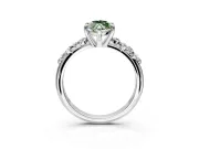 Solitaire Engagement Ring Setting for Fancy Green Marquise Center with Trailing Leaf Accent Band and Prong Head in Platinum