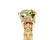 Solitaire Engagement Ring Setting for Fancy Yellow Heart-Shaped Center with Filigree Band and Prong Head in Yellow Gold