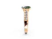 Solitaire Engagement Ring Setting for Fancy Green Oval Center with Cathedral Channel Band and Prong Head in Rose Gold