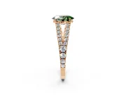 Solitaire Engagement Ring Setting for Fancy Green Oval Center with Pave Split Shank and Prong Head in Rose Gold