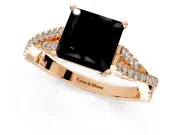 Solitaire Engagement Ring Setting for Fancy Black Princess Cut Center with Twisted Pave Split Shank and Prong Head in Rose Gold