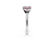 Solitaire Engagement Ring Setting for Fancy Pink Asscher Cut Center with Knife Ridge Band and Claw Prong Head in Sterling Silver