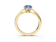 Solitaire Engagement Ring Setting for Fancy Blue Cushion Cut Center with Plain Bypass Twist Band and Prong Head in Yellow Gold