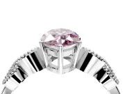 Leaf Engagement Ring Setting for Fancy Pink Marquise Center with Milgrain Accent Band and Prong Head in White Gold