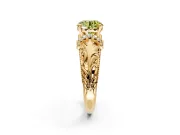 Solitaire Engagement Ring Setting for Fancy Yellow Round Cut Center with Filigree Accent Basket and Prong Head in Yellow Gold