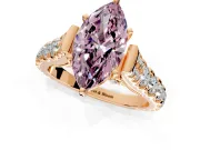 Solitaire Engagement Ring Setting for Fancy Pink Marquise Center with Pave Cathedral Shoulders and Prong Head in Rose Gold
