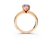 Solitaire Engagement Ring Setting for Fancy Pink Cushion Cut Center with Wire Band and Prong Head in Rose Gold