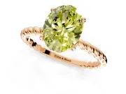 Solitaire Engagement Ring Setting for Fancy Yellow Oval Center with 2-Strand Rope Twist Band and Prong Head in Rose Gold