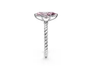 Solitaire Engagement Ring Setting for Fancy Pink Marquise Center with Plain Twisted Rope Band and Prong Head in White Gold