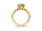 Solitaire Engagement Ring Setting for Fancy Yellow Heart-Shaped Center with Bezel-Dot Beaded Band and Prong Head in Yellow Gold