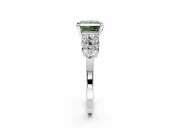 Cluster Engagement Ring Setting for Fancy Green Princess Cut Center with 2-Row Shoulder Clusters and Prong Head in Sterling Silver