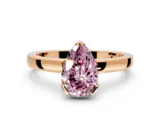Solitaire Engagement Ring Setting for Fancy Pink Pear-Shaped Center with Plain Band and Flat Tab Prong Head in Rose Gold