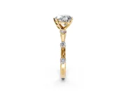 Solitaire Engagement Ring Setting for Heart-Shaped Center with Bezel Station Band and Prong Head in Yellow Gold