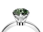 Solitaire Engagement Ring Setting for Fancy Green Round Cut Center with Plain Band and Tulip Prong Head in Sterling Silver