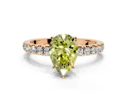 Open Basket Engagement Ring Setting for Fancy Yellow Pear-Shaped Center with Pave Band and Prong Head in Rose Gold