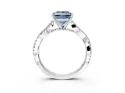 Solitaire Engagement Ring Setting for Fancy Blue Princess Cut Center with Twisted Pave Split Shank and Prong Head in Platinum