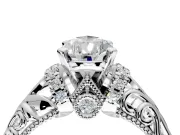 Solitaire Engagement Ring Setting for Pear-Shaped Center with Filigree Accent Basket and Prong Head in Platinum