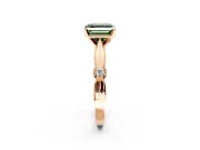 Solitaire Engagement Ring Setting for Fancy Green Asscher Cut Center with Carved Leaf Shoulders and Prong Head in Rose Gold