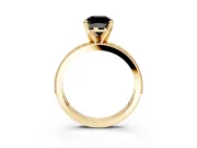 Milgrain Pave Engagement Ring Setting for Fancy Black Cushion Cut Center with Accent Band and Prong Head in Yellow Gold