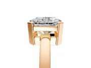 Solitaire Engagement Ring Setting for Radiant Cut Center with Plain Band and Flat Tab Prong Head in Rose Gold