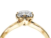 Solitaire Engagement Ring Setting for Emerald Cut Center with Plain Split Shank and Prong Head in Yellow Gold